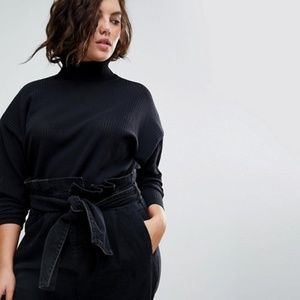 ASOS CURVE Paper Bag Waist Boyfrind Jeans w/ Belt